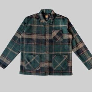 Men's Green Plaid Button-Up Jacket
